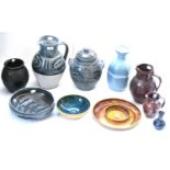 Ten pieces of Cricklade studio pottery