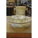 Crown Devon wash basin, chamber pot, soap dish and matching water pale