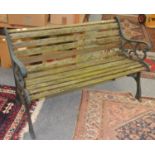 Modern garden bench with cast iron ends