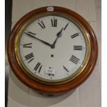 Victorian circular wooden cased wall clock