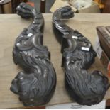 Two carved Empire style pilasters in the form of lions