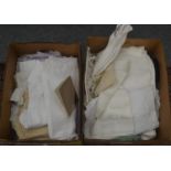 A quantity of assorted early 20th century and later white linen, costume accessories, cream linen