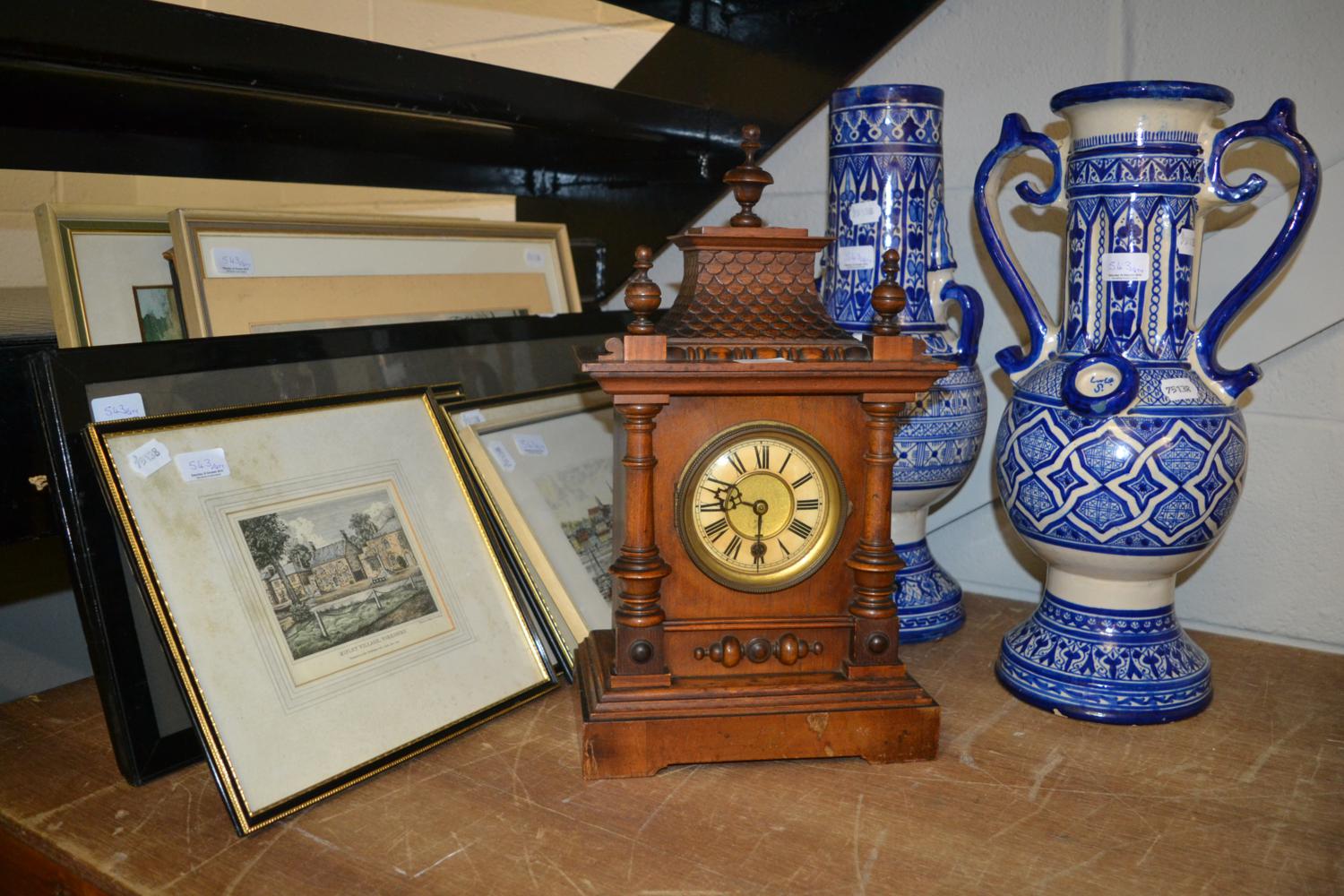 Two large Moroccan pottery blue and white vases, a pair of pottery dogs, Masons jug, blue and - Image 2 of 3