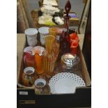 A quantity of 19th century and later coloured glass vases etc