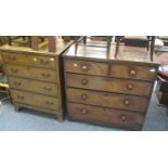 A Georgian mahogany four height chest of drawers and a modern mahogany chest