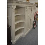 Large white painted pine cupboard/bookcase in three sections