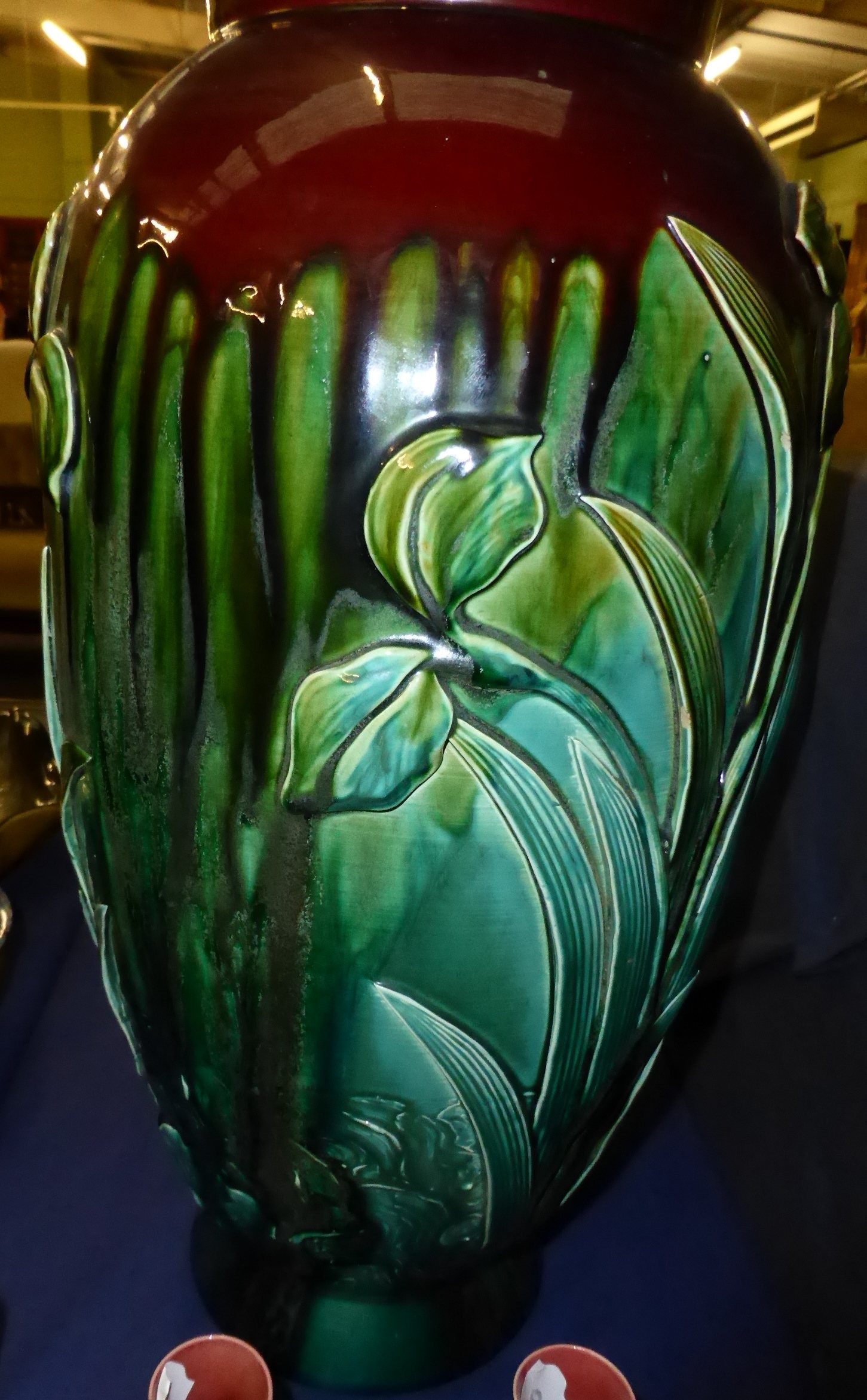 168 Christopher Dresser for Linthorpe Pottery: A Vase, shape No.168, moulded with iris, daffodil and - Image 5 of 8