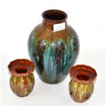 Christopher Dresser for Linthorpe Pottery: A Vase, the shoulders incised with flower heads,