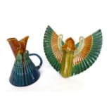 1709 2119 A Linthorpe Pottery Wall Pocket, modelled as outstretched wings, glazed in green,