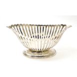 A silver pierced boat shaped bowl