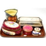 Limoges oval lidded box and five other items