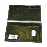 A pair of spinach jade rectangular dishes