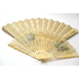 Two early 20th century ivory fans Larger - overall good condition - commensurate with age. Smaller -