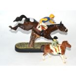 Two mounted Beswick figures comprising Steeplechaser and Girl on Skewbald Pony (all a.f.)