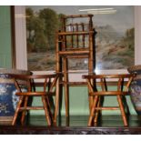 Late Victorian faux bamboo dolls high chair and pair of dolls bow back armchairs (3)