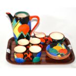 Grays pottery part coffee set, by Susie Cooper, Moon and Mountain pattern