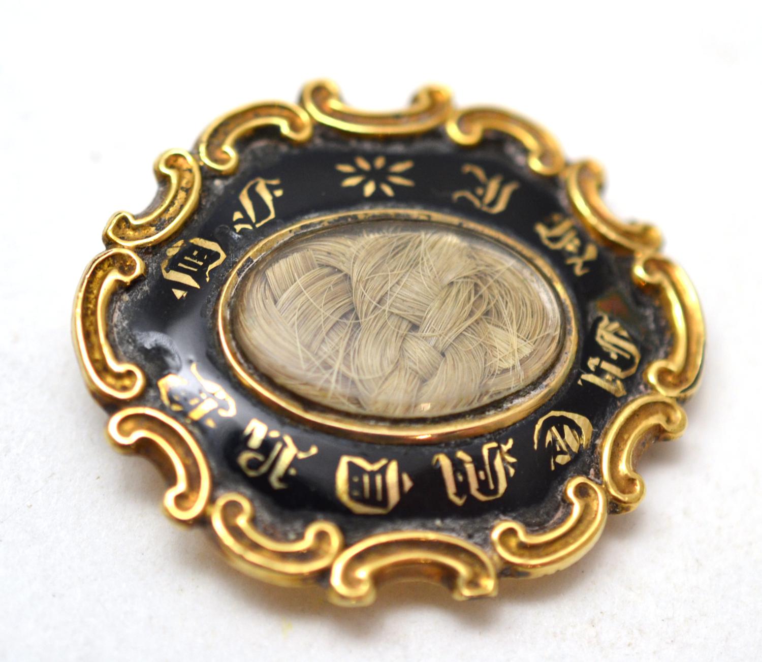 A mourning brooch, inscribed to the reverse Jane * ob Jany 18 1857 at 27 (enamel a.f.), enclosing