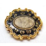 A mourning brooch, inscribed to the reverse Jane * ob Jany 18 1857 at 27 (enamel a.f.), enclosing