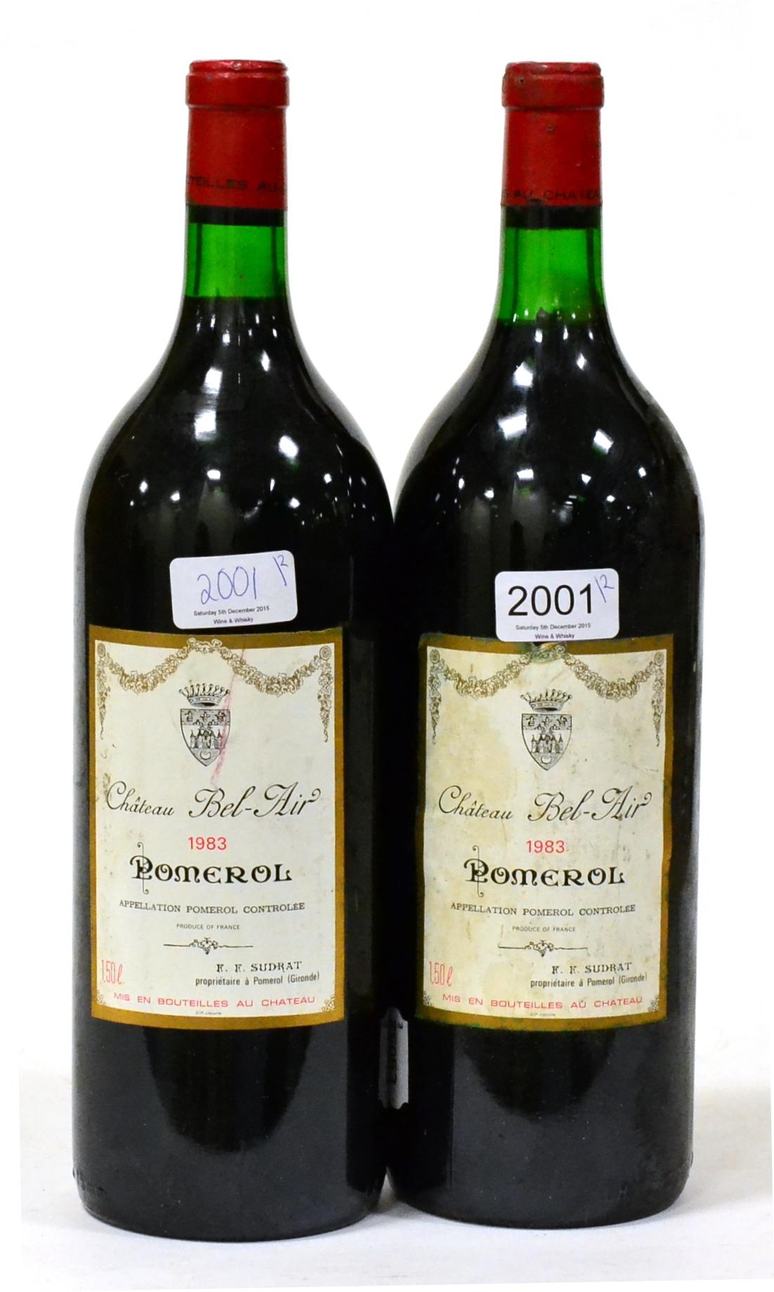 Chateau Bel-Air 1983, Pomerol, magnum (x2) (two magnums) U: into neck