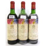 Chateau Mouton Rothschild 1970, Pauillac (x3) (three bottles) U: upper/mid shoulder