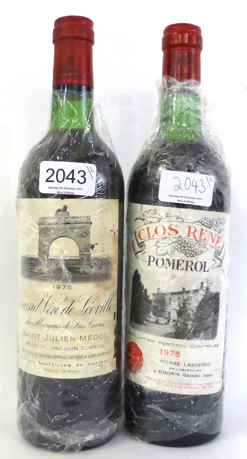 Chateau Leoville les Cases 1975, St Julien; Clos Rene 1975, Pomerol (two bottles) U: both top