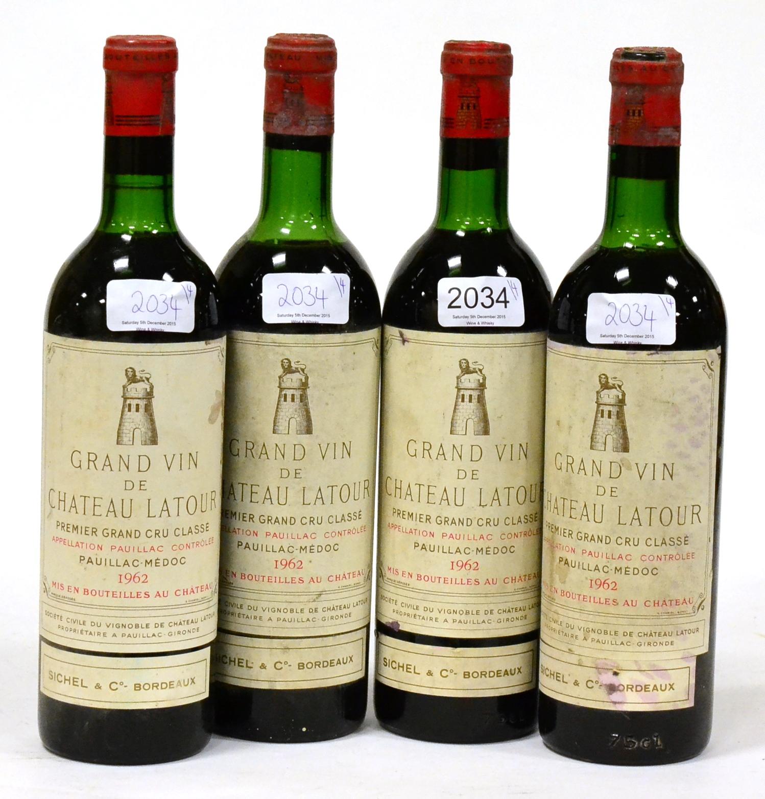 Chateau Latour 1962, Pauillac (x4) (four bottles) U: 2x top shoulder, 2x upper shoulder, labels good