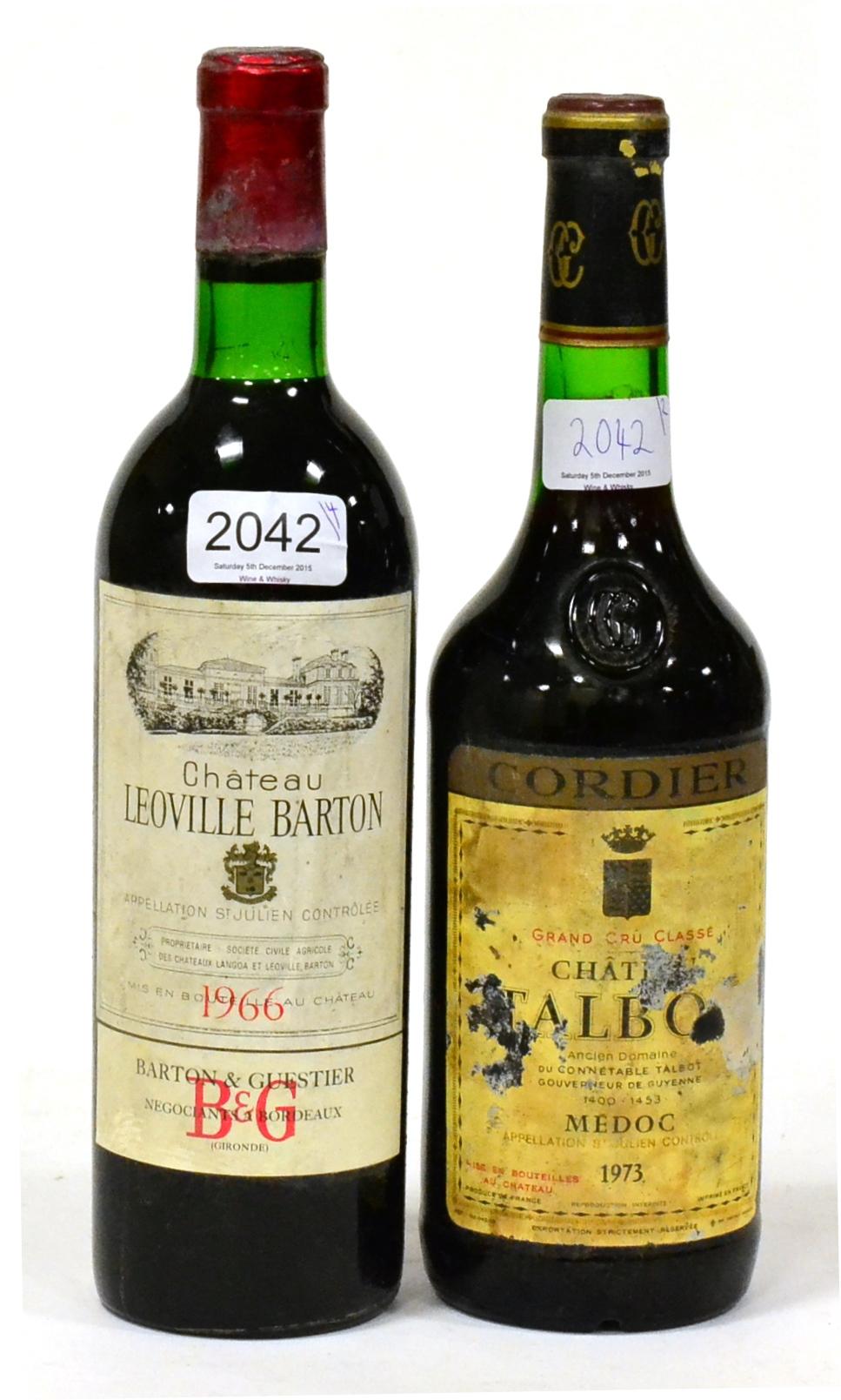 Chateau Leoville Barton 1966, St Julien; Chateau Talbot 1973, St Julien (two bottles) U: very top