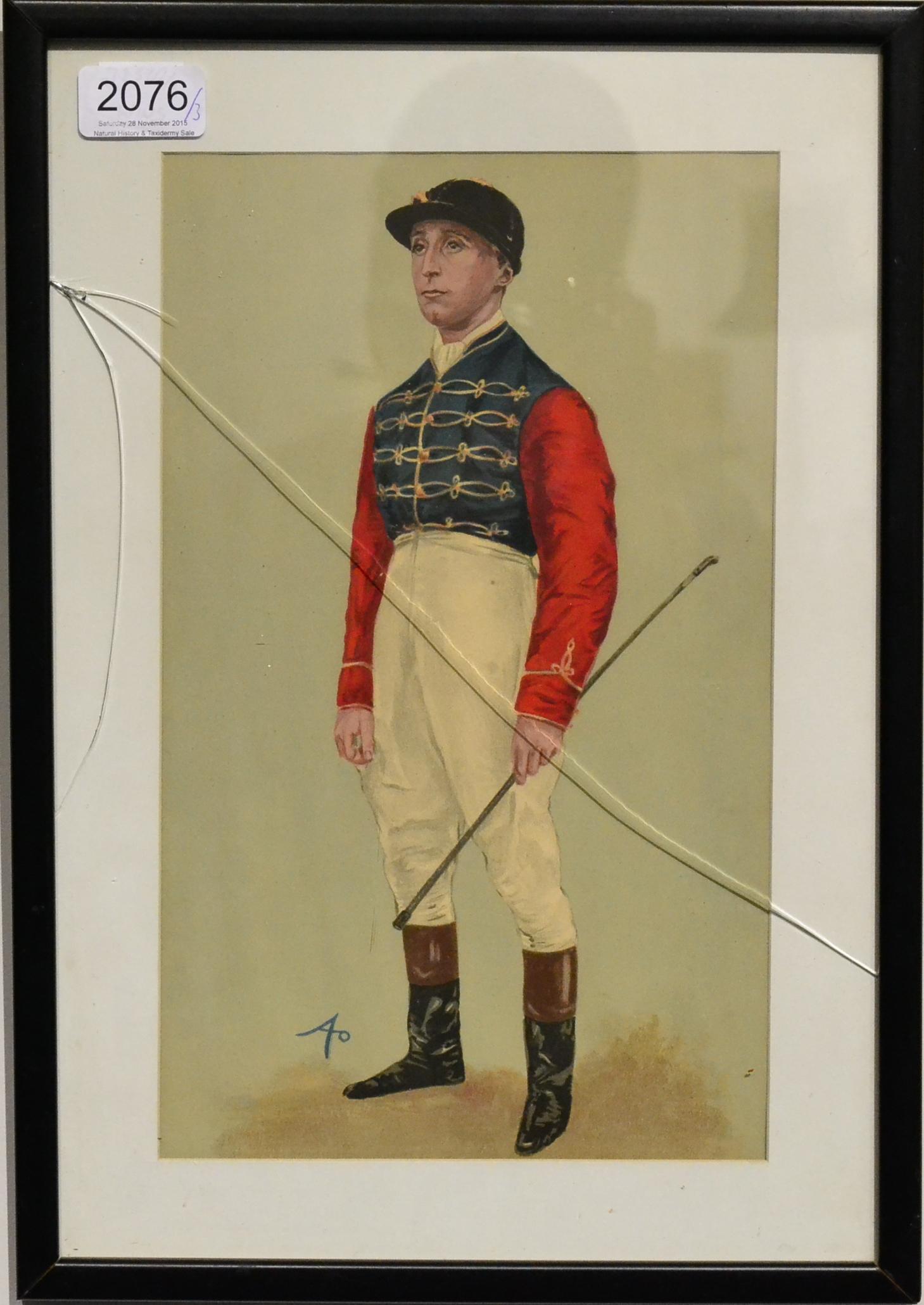 Three Framed Prints of Jockeys - Fred Webb, Herbert Jones and Von G.D.G, in ebonised frames, each - Image 2 of 3