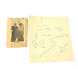 A Sheet of Manchester United 1957 Autographs, ten signatures including Duncan Edwards and Matt