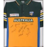 Two Framed and Signed Australia Cricket Team Shirts - Mark Waugh and Ricky Ponting