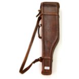 A Stitched Leather Leg of Mutton Gun Case, stamped 'E D', with brass padlock