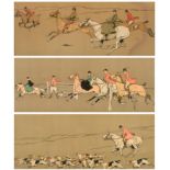 Dorothy Hardy Three Hunting Prints (i) At the gallop (ii) Passing the gate (iii) Master and hounds