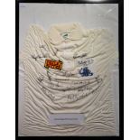 A Signed Jack Russell's England 1990-91 Ashes Tour Shirt, with quantity of signatures, framed and