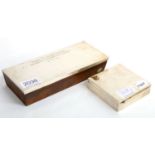 Two European Football Presentation Cigarette Boxes to Referee K.Howley, silver plate and wood boxes,