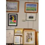 A Collection of Twenty Eight Cricket Related Prints and Photographs, including signed England 1999-