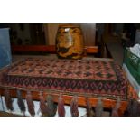 Afghan rug with kilim back (converted to a floor cushion) and an Oriental pottery garden seat (2)