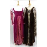 Theatrical Costume, including a pink velvet and floral satin brocade medieval style open robe,