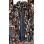 Silver fox fur full length coat 44'' bust, 50'' shoulder to hem, 18'' underarm.  Some wear