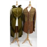 Tudor-style and later theatrical costume, including a Bonn & Mackenzie Ltd olive green velvet