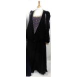 Theatrical costume including a gents brown velvet fur trimmed robe and ladies velvet long sleeve