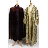 Theatrical costume including Bonn & Mackenzie Ltd green floral cut chenille/velvet gents open
