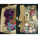 Two boxes of assorted costume jewellery