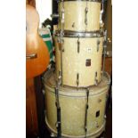 Premier drum kit, pearlized finish, with cymbals, stands and stool