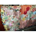 Two patchwork quilts, c.1950's, a bedspread, and assorted linen