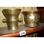 18thC bronze mortar and another