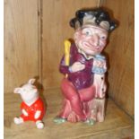 Beswick Disney Piglet figure in red, and a Melbaware 'Mr Punch' Toby jug