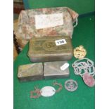 WWI Mary tin and assorted military items