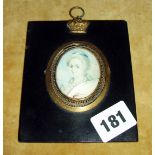 18th c. portrait miniature of a lady bearing the monogram "J.M." of Mrs Joseph Mee