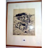 Martin HARDIE (1875 - 1952) an etching, signed, of the Burgundian town of Semur, 11" x 9" plate