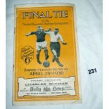 Football programme:- 1930 F.A. Cup Final Arsenal V Huddersfield Town, with songsheet insert